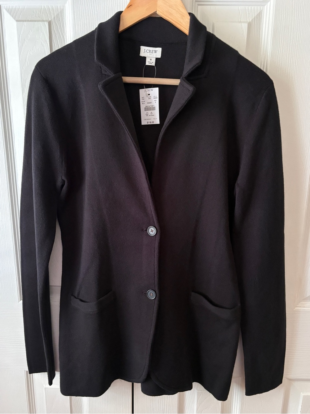 🆕 J. CREW Factory Black 2-Button‎ Knit Sweater Blazer S